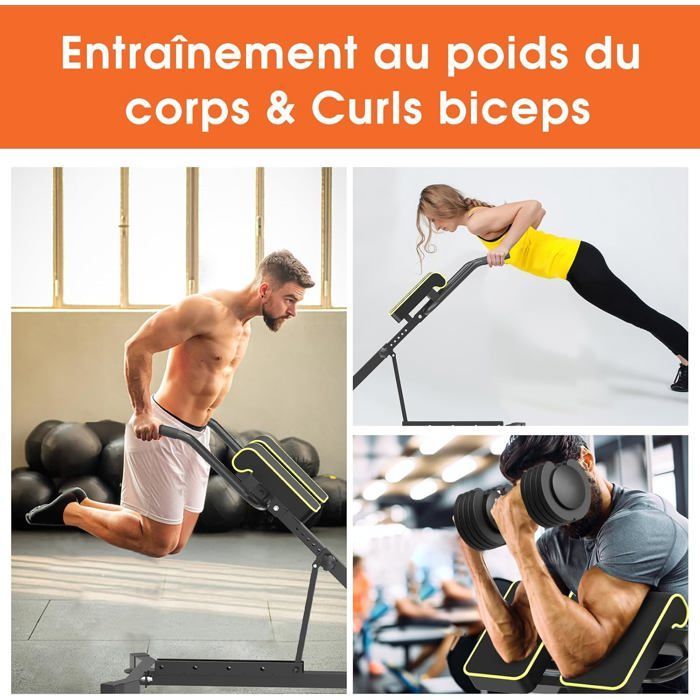 DH FitLife 5-en-1 Hyperextension Chaise Romaine pour Entraînement Abdominal et Lombaire, Réglable jusqu'à 150 kg