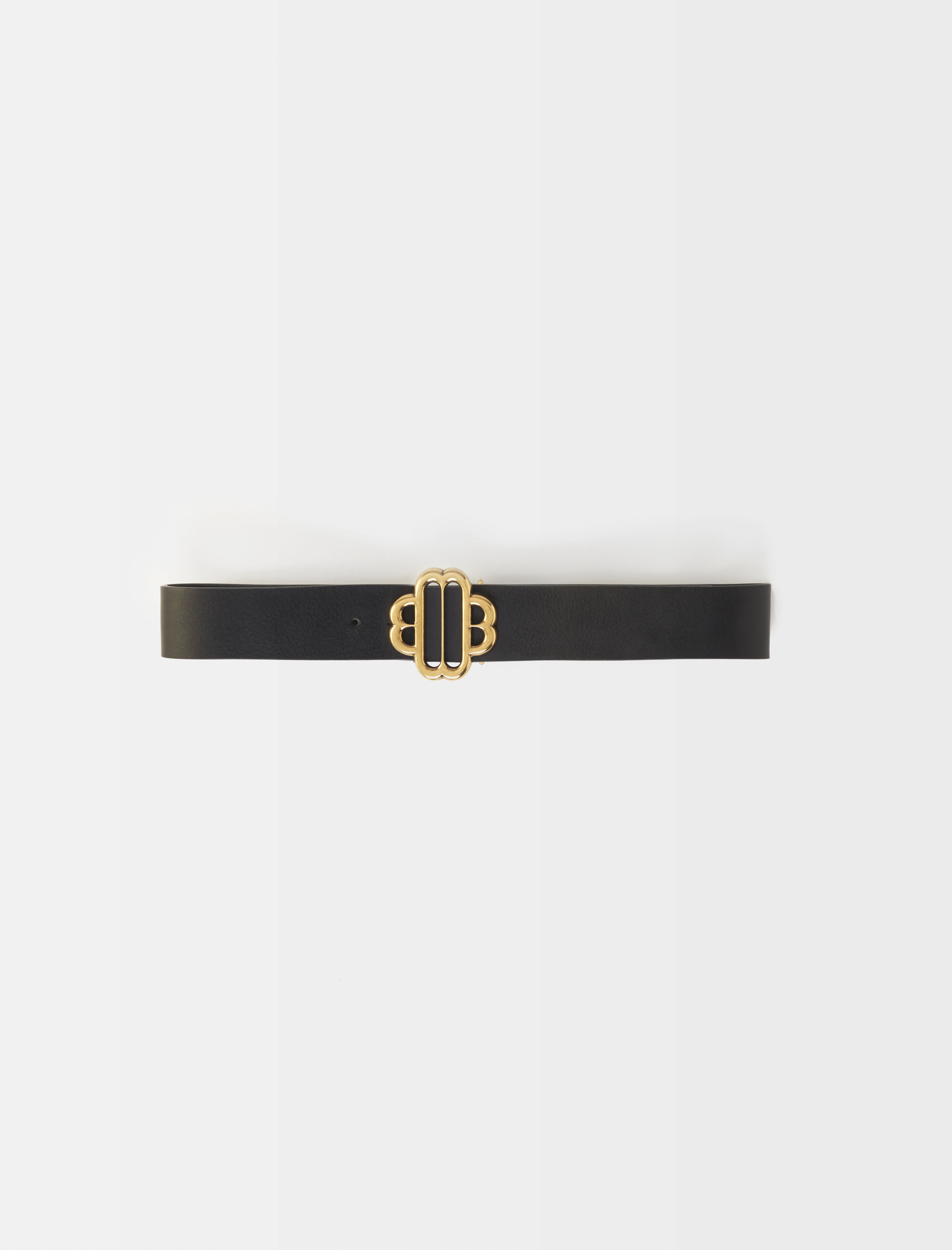 Curea din piele cu logo Clover - Negru