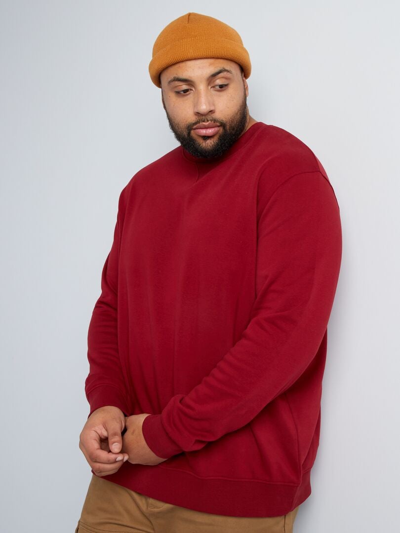 Trui met ronde hals van fleece - ROOD