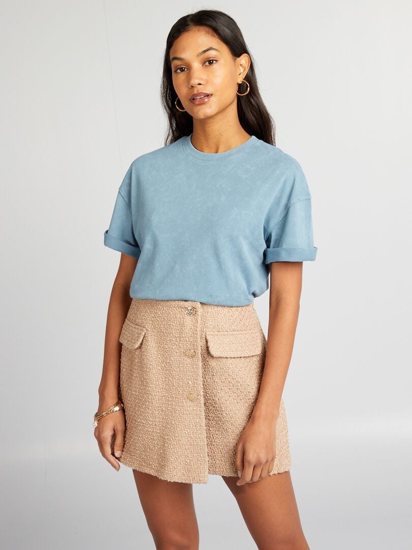 Losvallend T-shirt met vervaagd effect - BLAUW