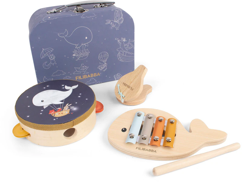 FILIBABBA Play Set Meu Primeiro Conjunto de Instrumentos Musicais de Madeira para Crianças