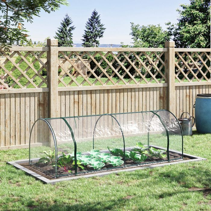 Invernadero tipo túnel Outsunny - invernadero para tomates - puerta grande con cremallera, lámina de plástico transparente - metal - 2,5 x 1 x 0,8 m - verde