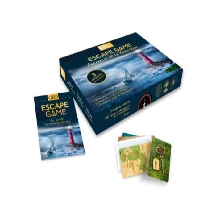 Caja de juego de escape edición coleccionista - GEO - En el corazón de Bretaña - 3 investigaciones - 120 cartas - Leyendas celtas y el mar