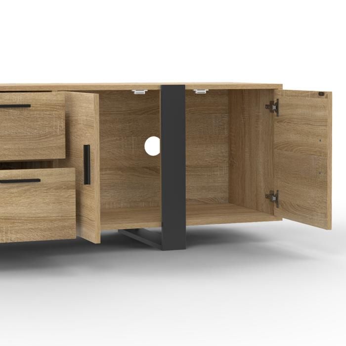 IDMARKET PHOENIX 180 cm TV-taso säilytystilalla, puu ja musta