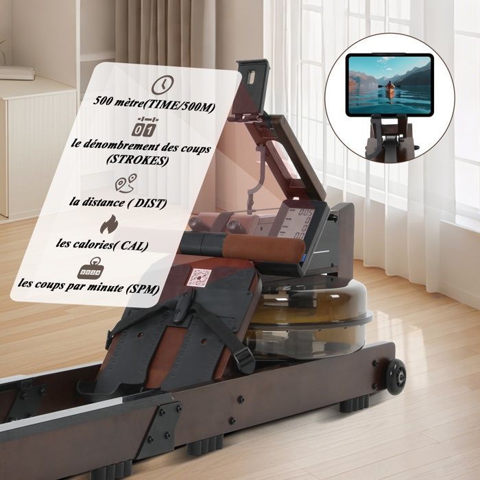 Foldable Water Rowing Machine - ISE - SY-2023 - LCD Screen - Water Resistance - App Connected