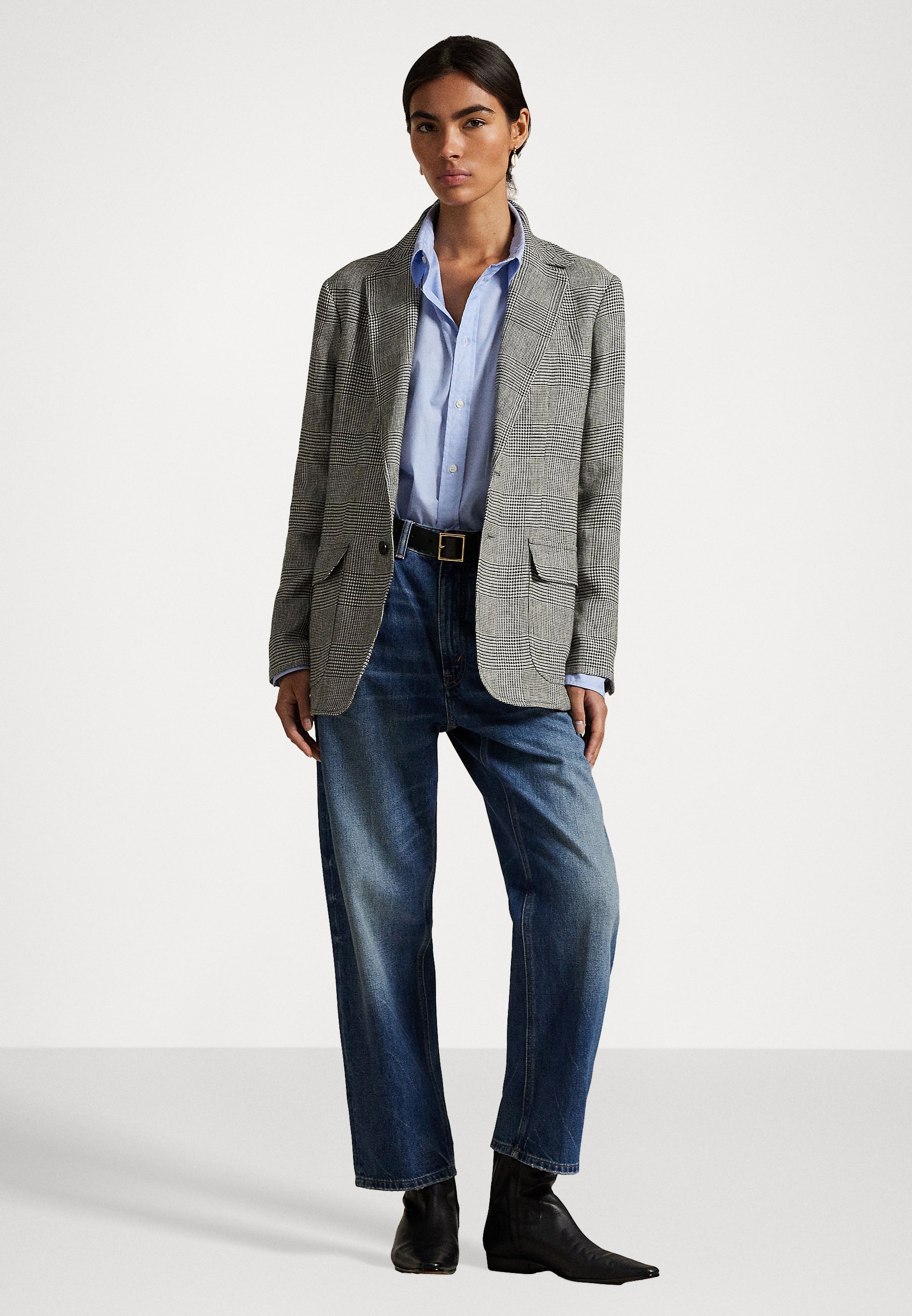 Blazer in tweed di lino a quadri Glen di Polo Ralph Lauren - Blazer - nero/bianco