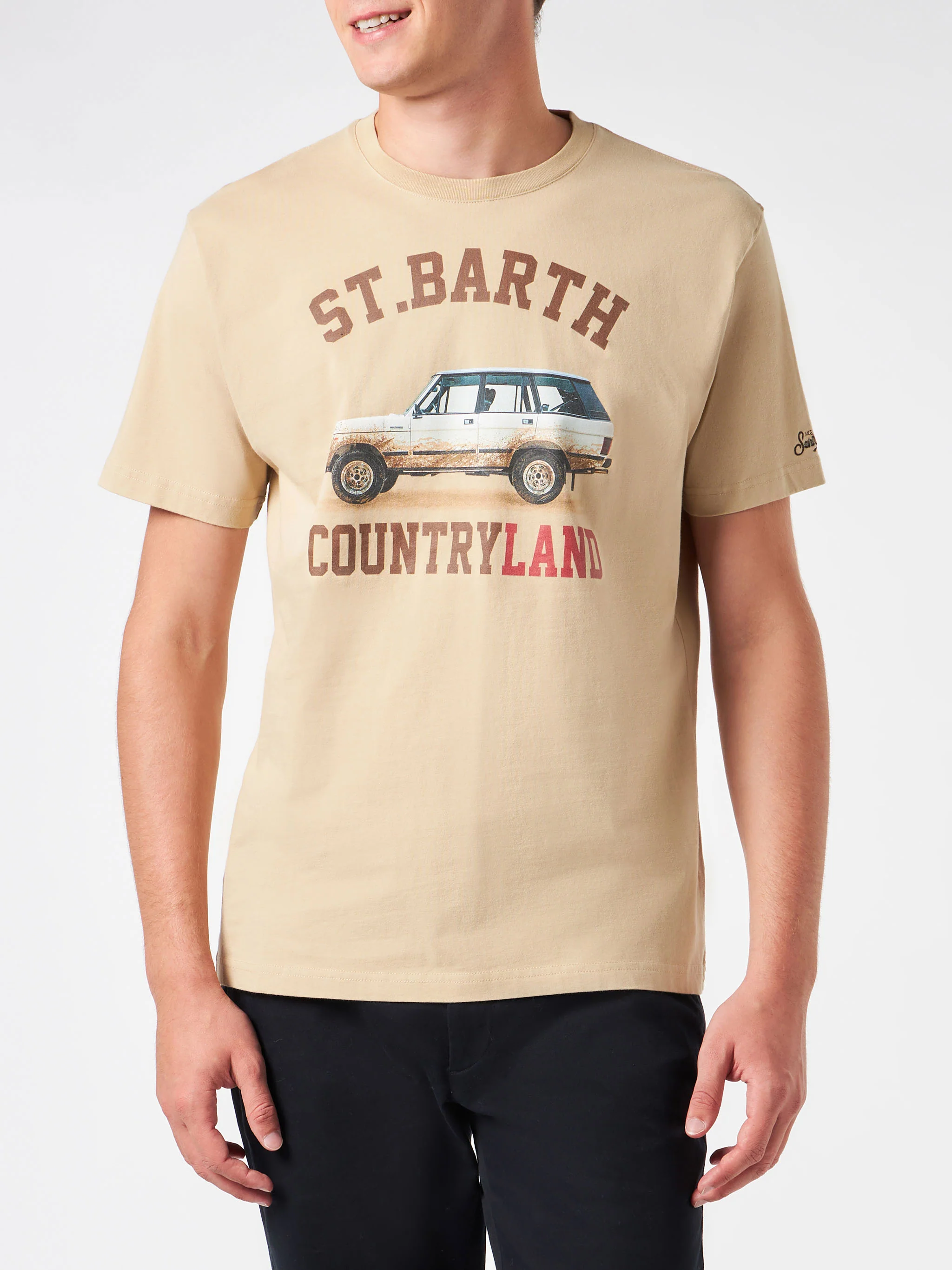 T-shirt van zwaar katoen voor heren met een print van het platteland van St. Barth.