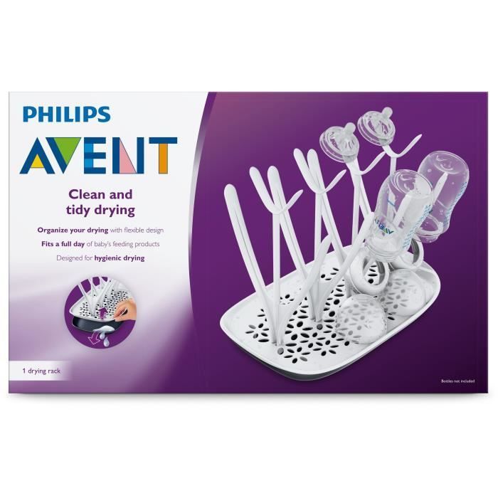 Portabiberon e tettarelle asciuga-tettarelle - PHILIPS AVENT - Vaschetta raccogligocce rimovibile - Bianco/Grigio