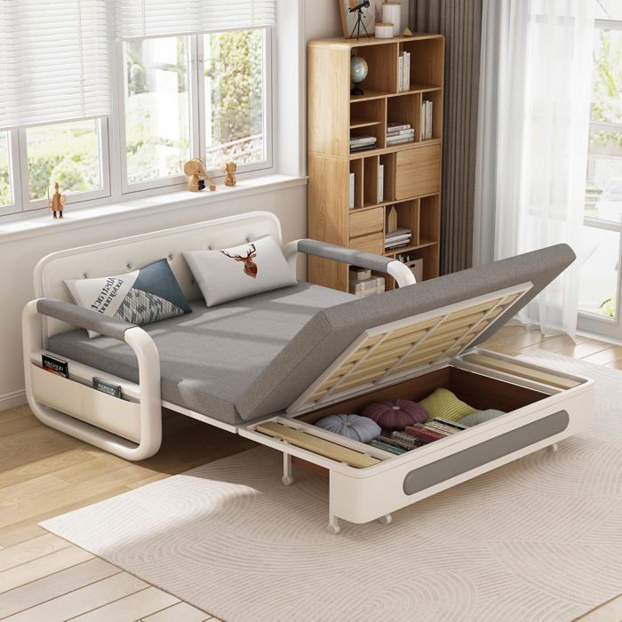 Slaapbank met bedfunctie en opbergruimte, slaapbank voor kleine ruimtes en woonkamers, 128 cm