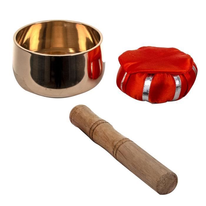 Bowl - Tibetan singing bowl with cushion and mallets, alloy composed of 5 different metals, 10 cm, Meditation 91566SGRG