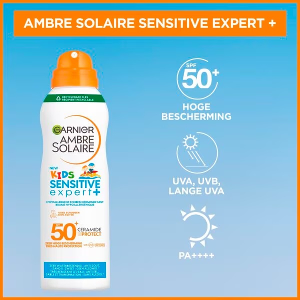Garnier Ambre Solaire Kids Sensitive Expert+ SPF50+ opaľovacia hmla<br>150 ml
