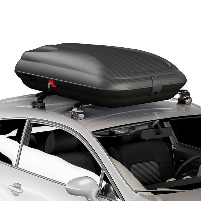 Cofre de techo rígido para coche COSTWAY - Llaves, correas, apertura lateral, impermeable, para coches con barras de techo, 250 L, negro