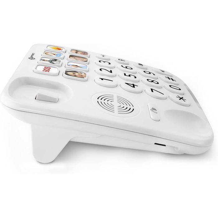 Geemarc PhotoPHONE 110 - Telefone fixo amplificado com botões grandes, botões para fotos e viva-voz para idosos.