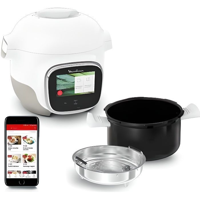 Olla multifunción inteligente de alta presión MOULINEX Cookeo Touch Mini WiFi, 3 L, 150 recetas integradas, aplicación Moulinex YY5132FB