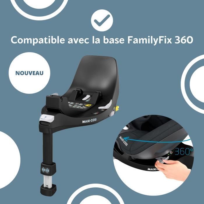 Seggiolino auto Maxi-Cosi Pebble 360 i-Size, girevole, Gruppo 0, dalla nascita fino a 15 mesi, colore Essential Graphite.
