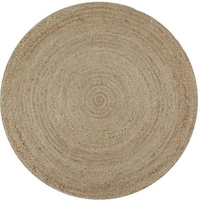 Wohnzimmer- oder Schlafzimmerteppich - Jute - Ø 120 cm - Natur