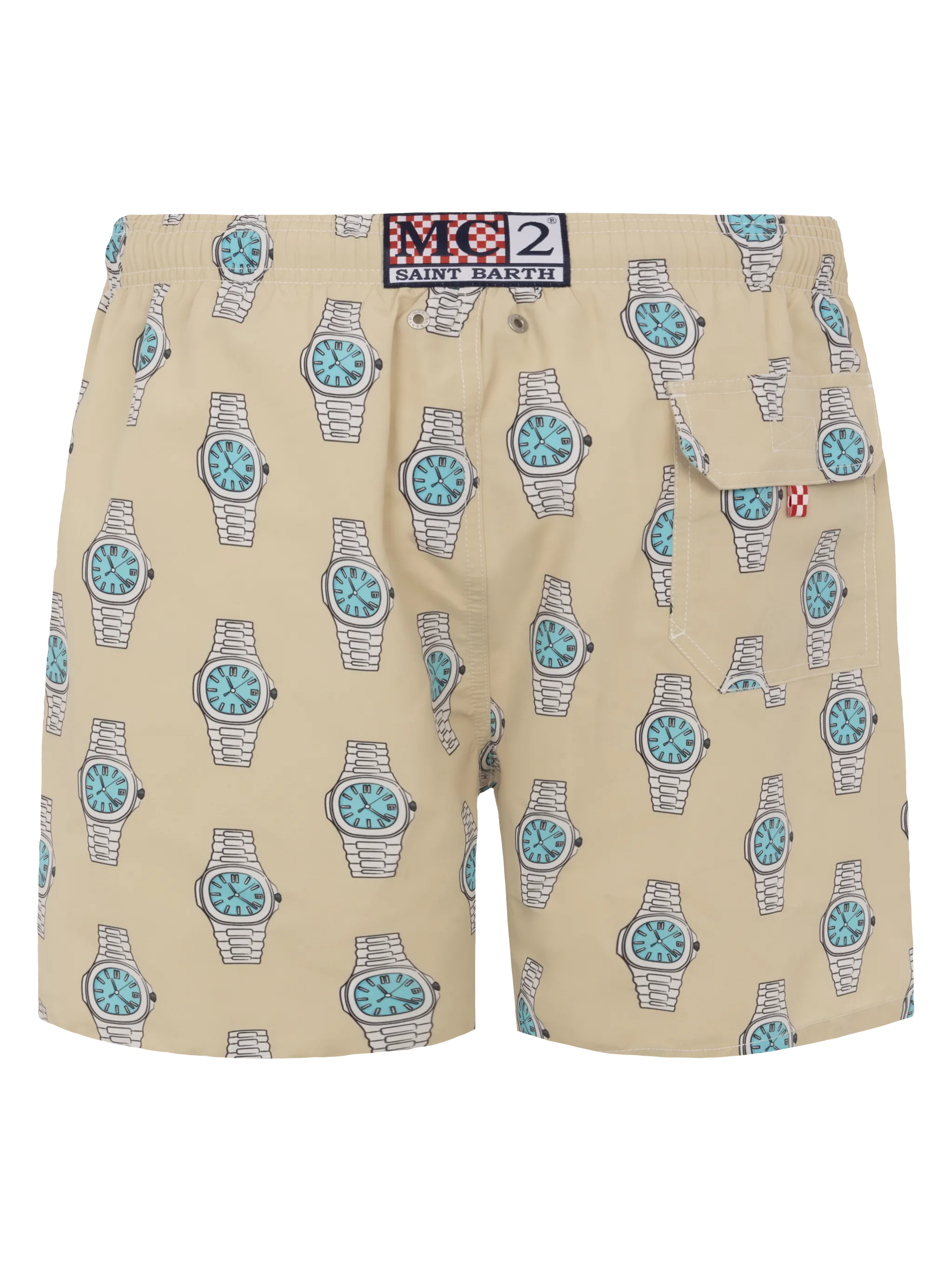 Costume mare lunghezza media Gustavia con stampa orologi