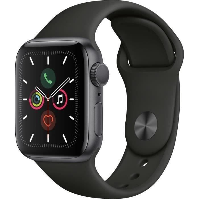 Apple Watch Series 5 GPS 40 mm Boîtier aluminium Gris Sidéral - Bracelet Noir - S/M (2019) - Reconditionné - Etat correct