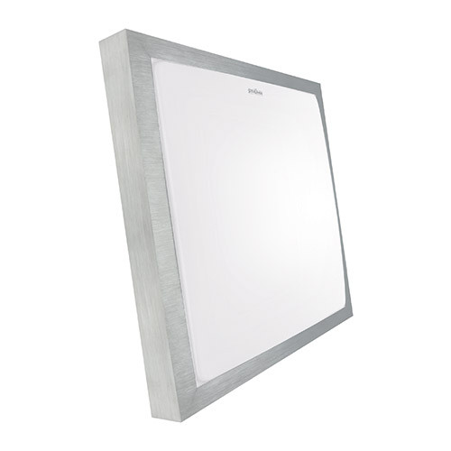 Plafon kwadratowy srebrny ALEX LED D 12W 840lm 4000K IP44 03243 Strühm