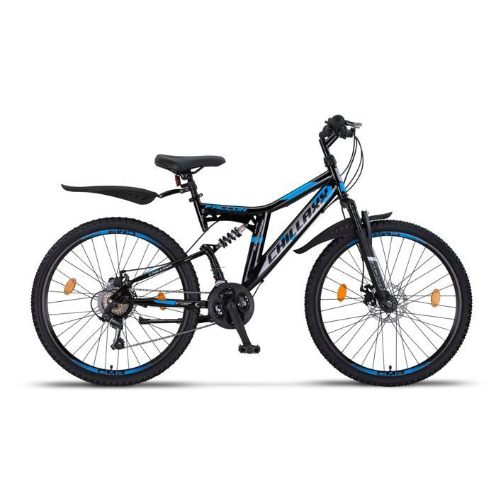 Bicicleta de montanha - CHILLAXX Falcon - 26 polegadas - 21 velocidades - Preto e azul - Freio a disco