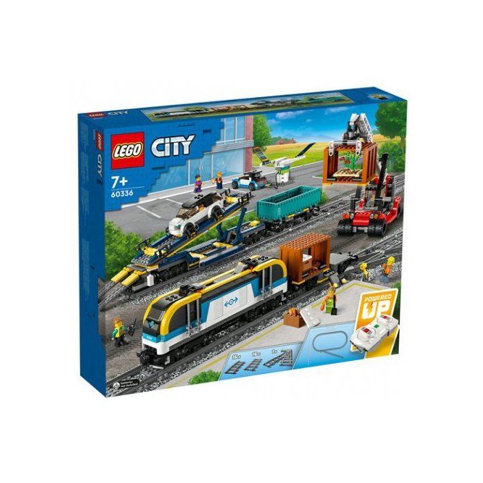 Set Lego 60336 Train de marchandises Telecommande, inclus 33 rails et accessoires - Circuit + Carte Tigre - Jeu construction