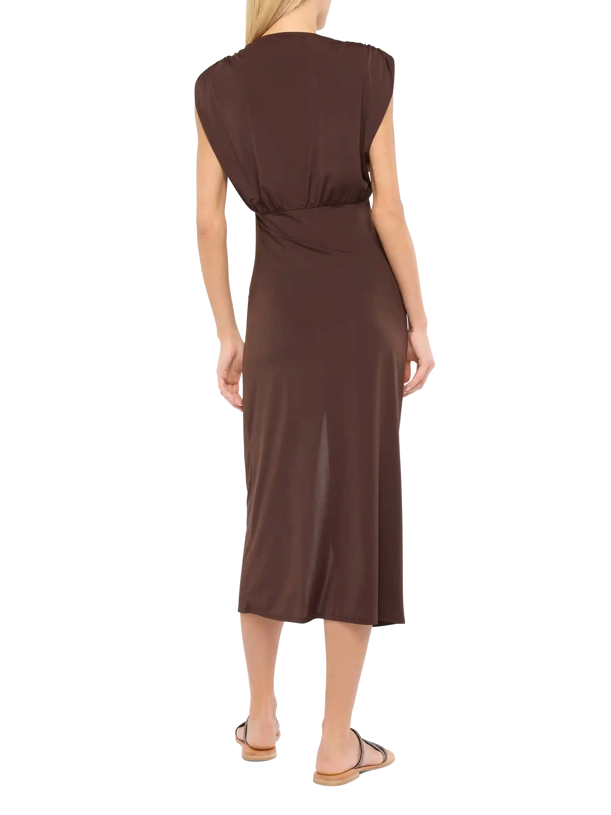 Bruine Marina mouwloze maxi-jurk
