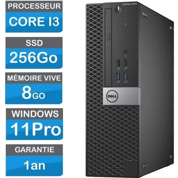 Unité Centrale Dell : PC Bureautique Abordable sous Windows 11, i5, 8 Go RAM, SSD 256 Go