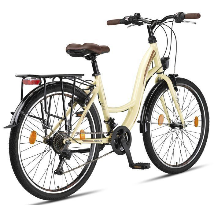 Unicorn Bike Stella Premium City Bike – Comfortable Dutch Bike, (Beige 26)