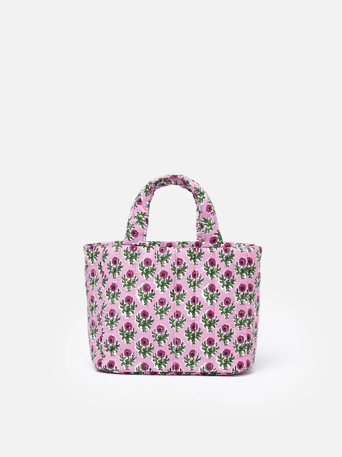 Roze gewatteerde mini-draagtas met bloemenprint