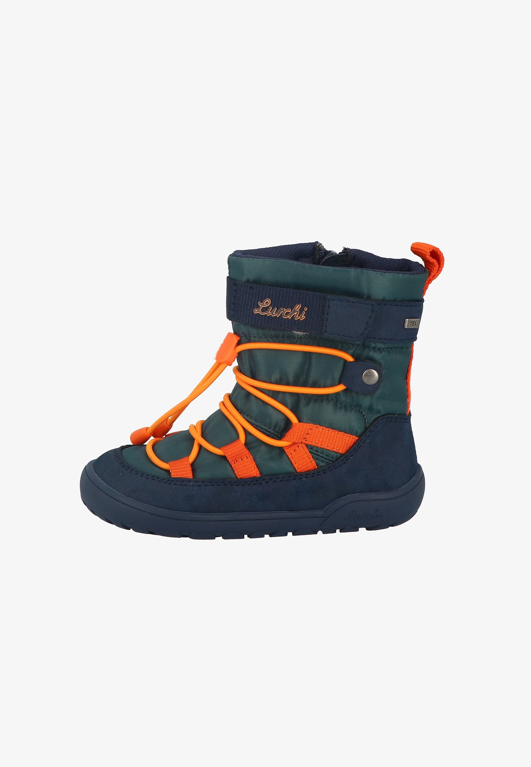 Lurchi JACE BAREFOOT TEX UNISEX - Stivaletti stringati alla caviglia - petrolio/arancione