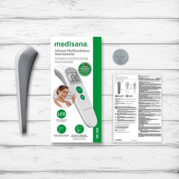 Thermometer - MEDISANA - TM 760 - Contactloos - Nauwkeurige meting met LED-display - Hoorbaar signaal - Geheugenfunctie - Gecertificeerd medisch hulpmiddel
