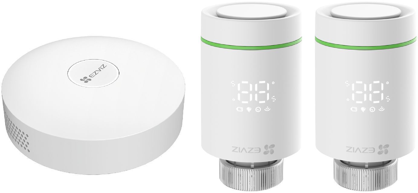 Kit de gestión de calefacción central - EZVIZ - T55 - 2 cabezales termostáticos - Gateway conectado