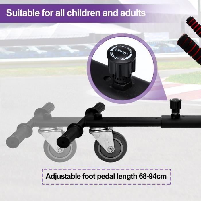 Kit Kart Universel - Hoverboard - Noir - Compatible 6,5-10 pouces - Réglable - 4 roues