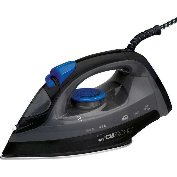 Ferro da stiro a vapore Clatronic DB 3703 da 1800 W con 7 funzioni, nero/blu