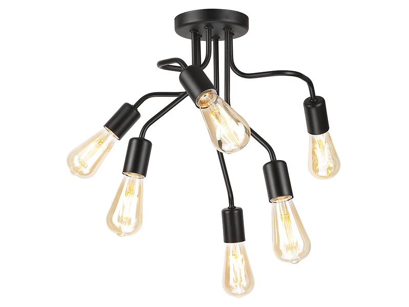 Lampa sufitowa Hilda 6-punktowa stalowa czarna