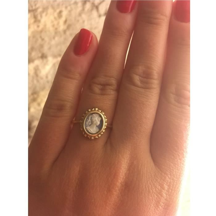 Bague camée imitation plaqué or 750/000 