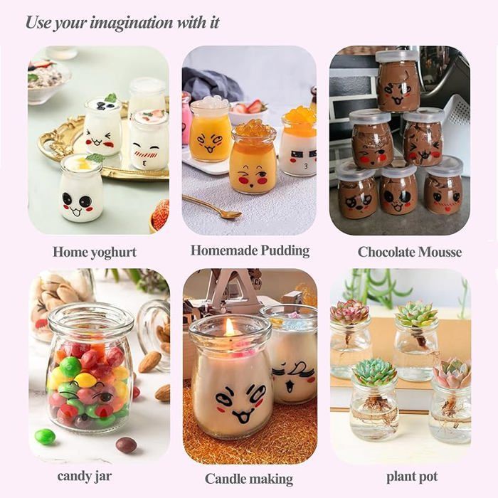 12 tarros de yogur de cristal con tapa, tarros de cristal pequeños de 100 ml con tapa, tarros con tapa para cajas de cartón