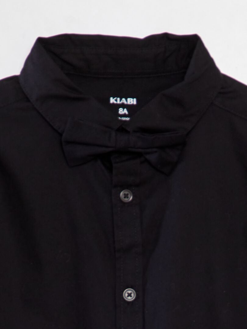 Camisa de manga curta + gravata borboleta - preta