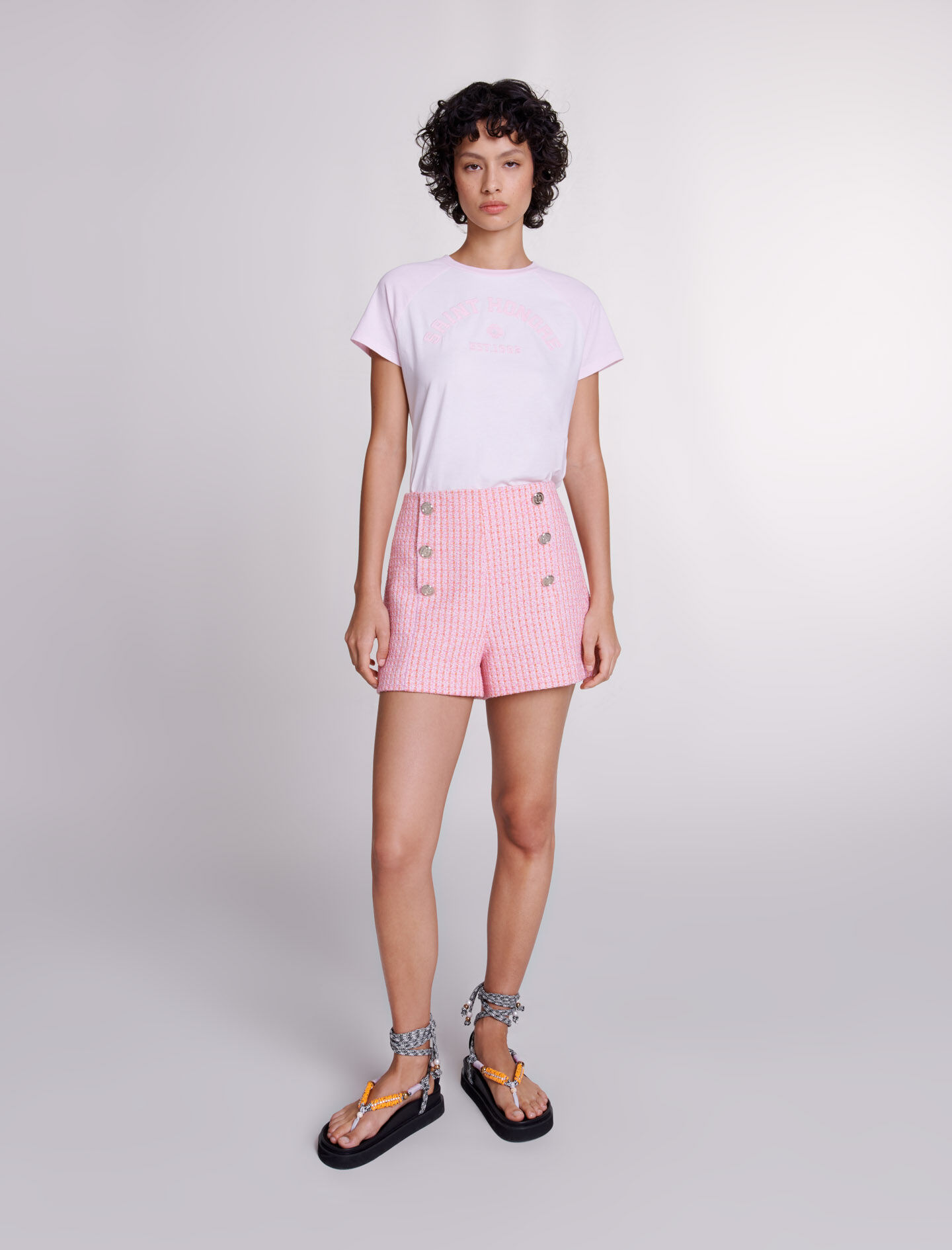 Tweed shorts - Roze/oranje