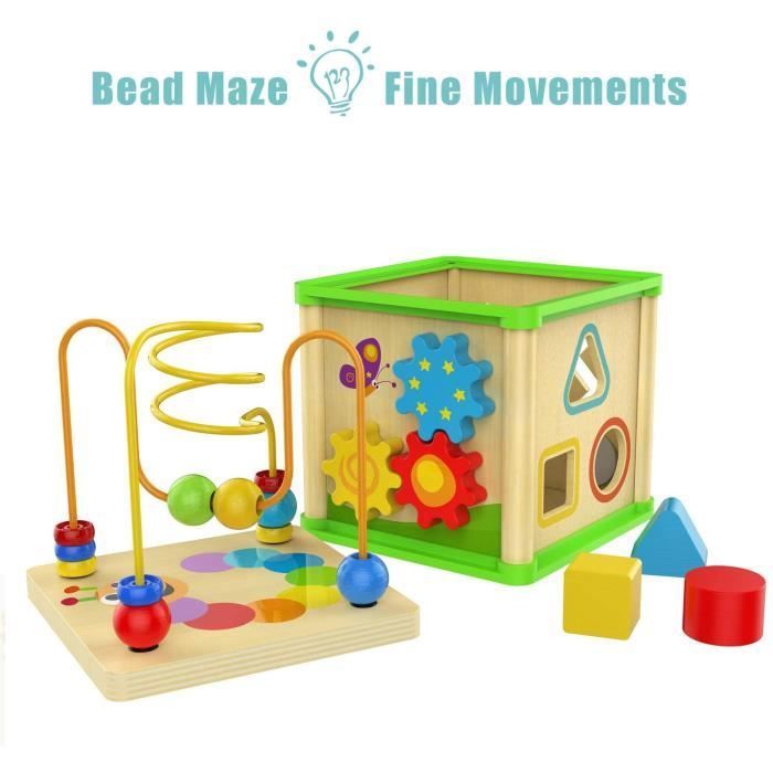 Toy - Activity cube toy - Wood - 5 activities - 12 months