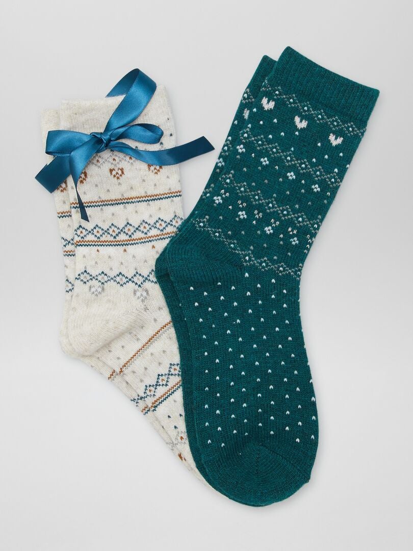 Juego de 2 pares de calcetines jacquard - VERDE
