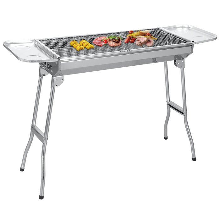 SunJas Barbecue à Charbon de Bois Inox Taille Grande BBQ Pliable Barbecue Grill à Charbon Four de Charbon Portable