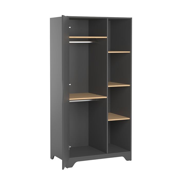 Complete bedroom set including baby cot, changing table, and 1-door wardrobe in Vox Leaf Grey and wood