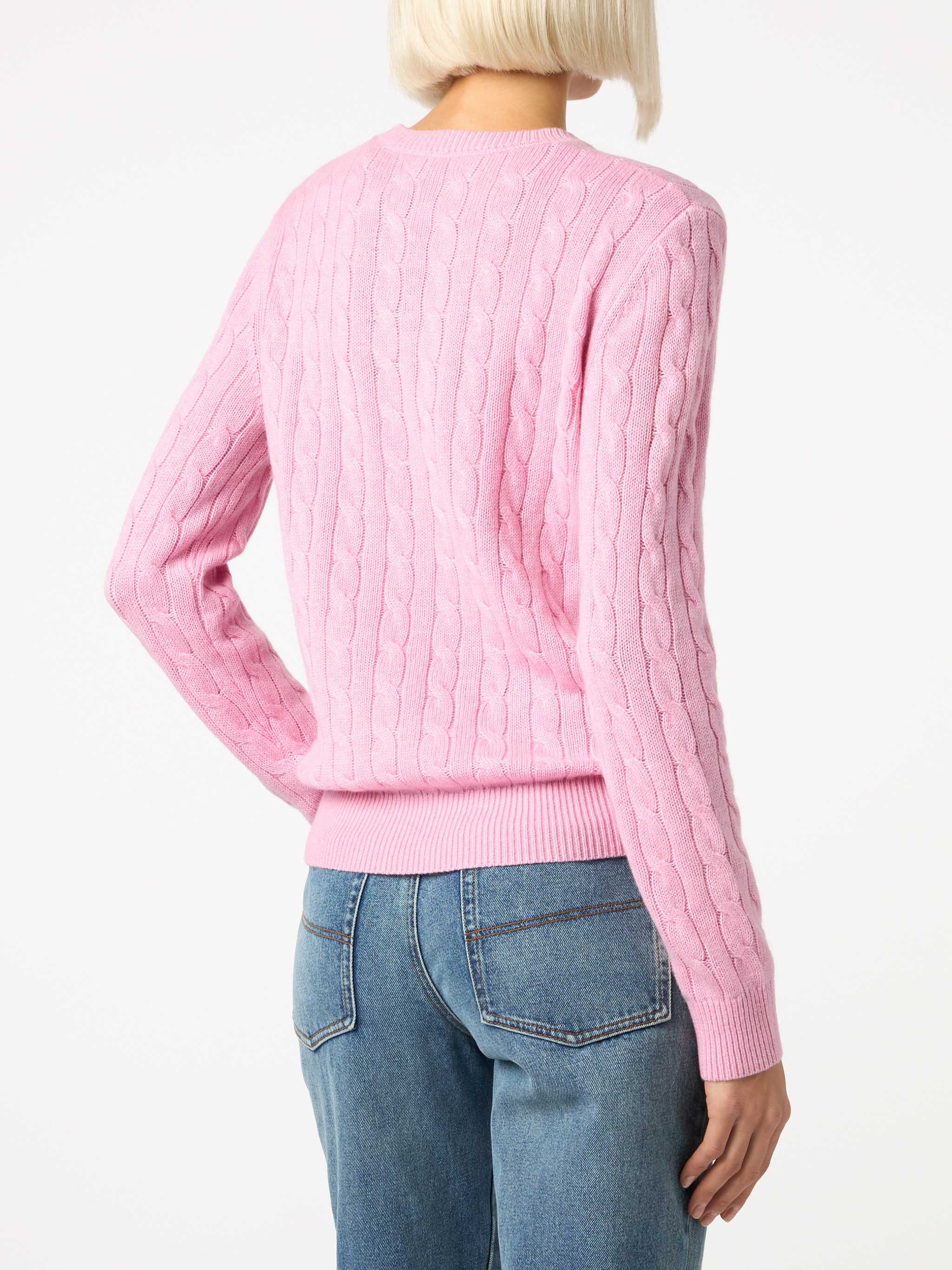 Maglione da donna in misto cashmere rosa Sorbonne