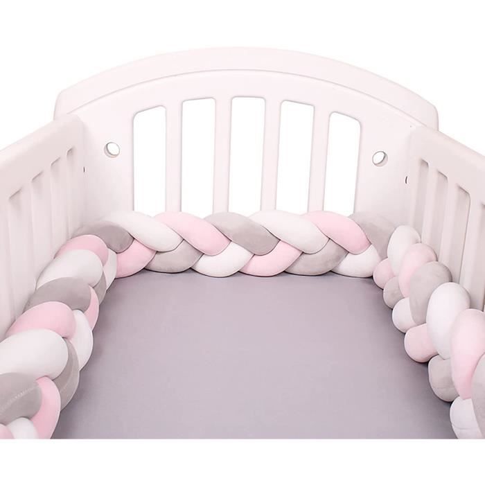Lit Lit Pare- Chocs, 3 Brins Tresses Torsadées, Longues Bandes Tissées, Oreillers Boule Noués, Infantile Lit Rails Anti Collision