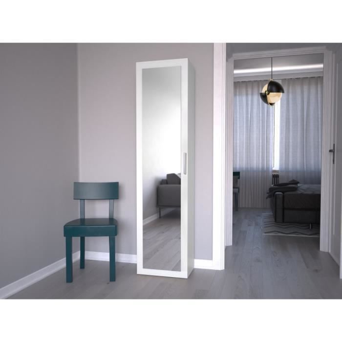ATARA | Hallway cabinet with large mirror | 180x50x35 cm | Two shelves + clothes rail inside | Hallway furniture
