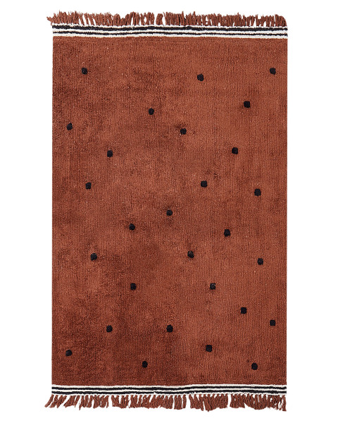 Dywan z kropkami i paskami 140x200 cm brązowy