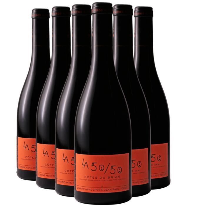 Pays d'Hérault Côtes du Brian La 50-50 Tinto 2021 - Caja de 6 botellas de 75 cl - Domaine Anne Gros y Jean-Paul Tollot - Vino Tinto IGP