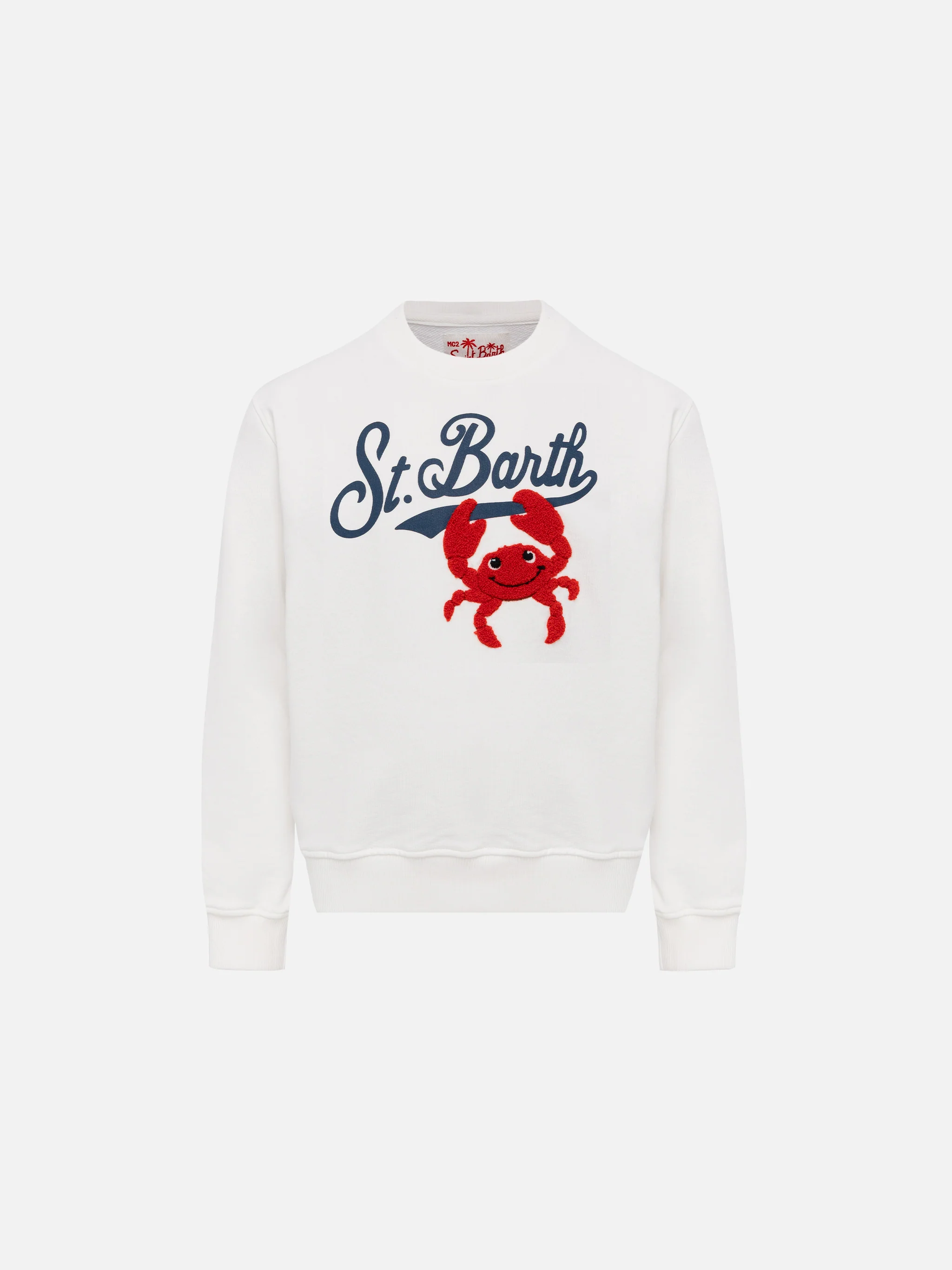 Bobby-sweatshirt met St. Barth-print en geborduurde krab-applicatie in maat S.