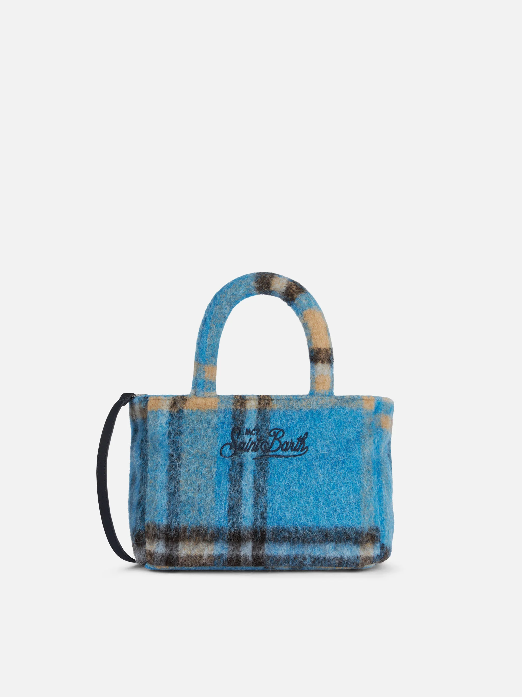 Clarine tas van zachte wol met tartanpatroon